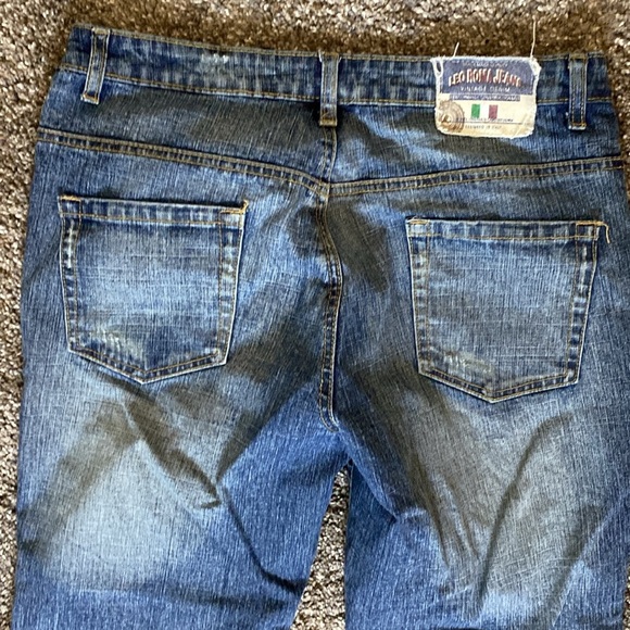 Leo Roma Leoroma Cropped Distressed Jeans Vintage Denim Butterfly Accents Sz 13 - Picture 7 of 9